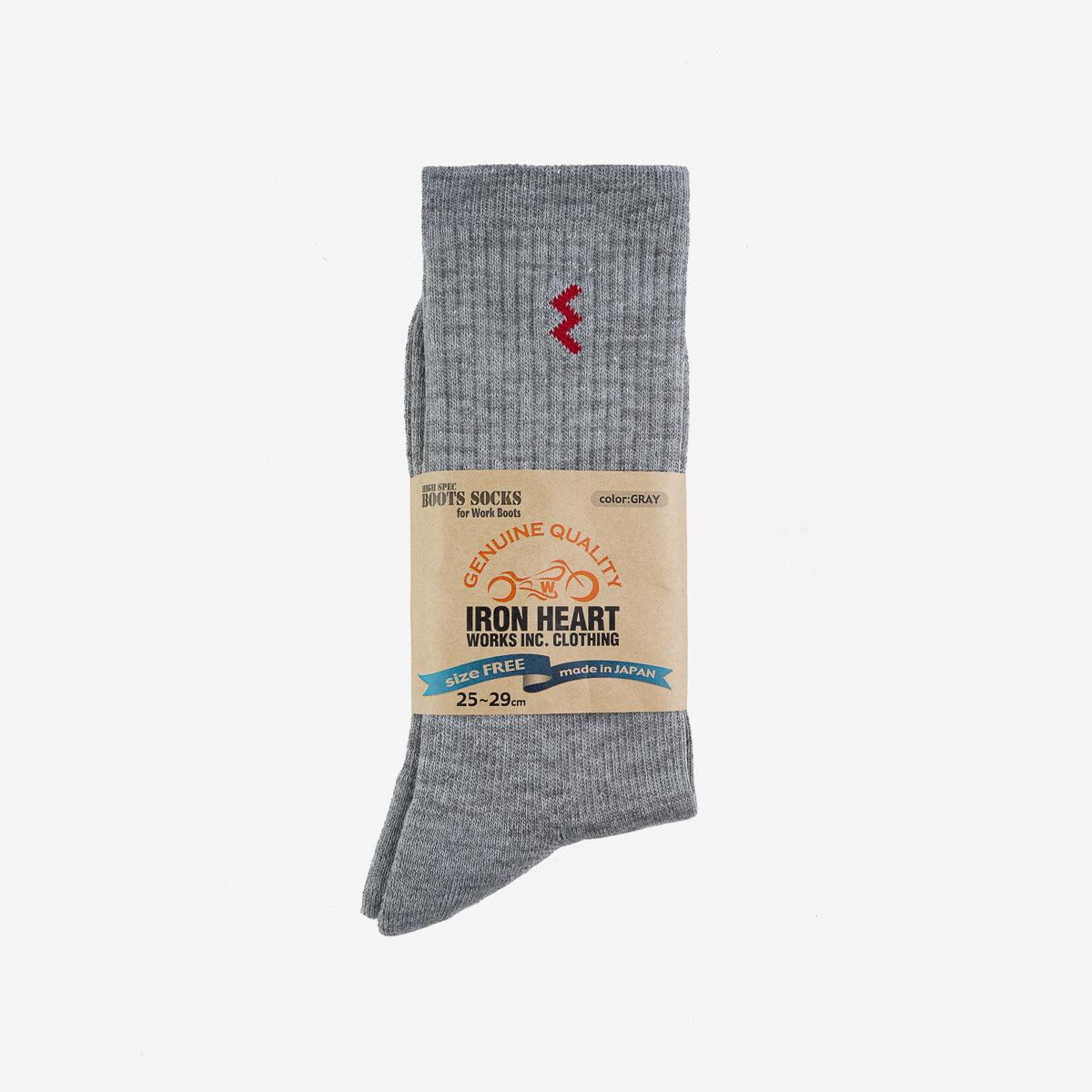 Image showing the IHG-030-GRY - Iron Heart Boot Socks - Grey which is a Socks described by the following info Footwear, Iron Heart, New, Released, Socks and sold on the IRON HEART GERMANY online store