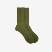 Image showing the IHG-030-OLV - Iron Heart Boot Socks - Olive which is a Socks described by the following info Footwear, Iron Heart, Released, Socks and sold on the IRON HEART GERMANY online store