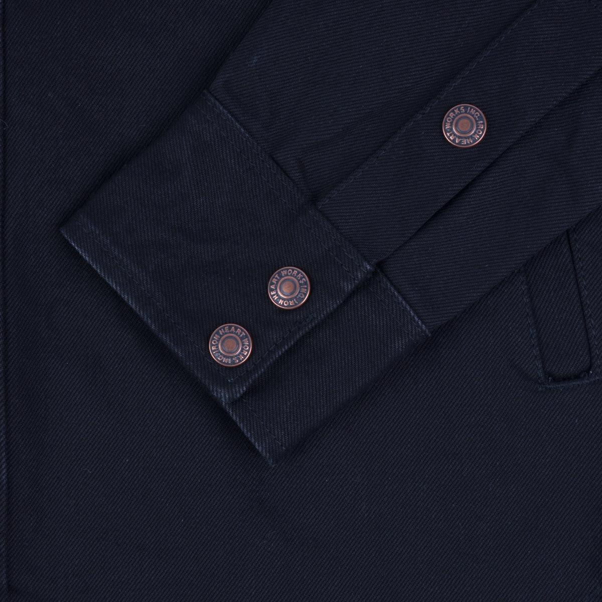 Image showing the IHSH-362-SBG - 16oz Non-Selvedge Denim CPO Shirt - Superblack (Fades to Grey) which is a Shirts described by the following info Iron Heart, Released, Shirts, Tops and sold on the IRON HEART GERMANY online store