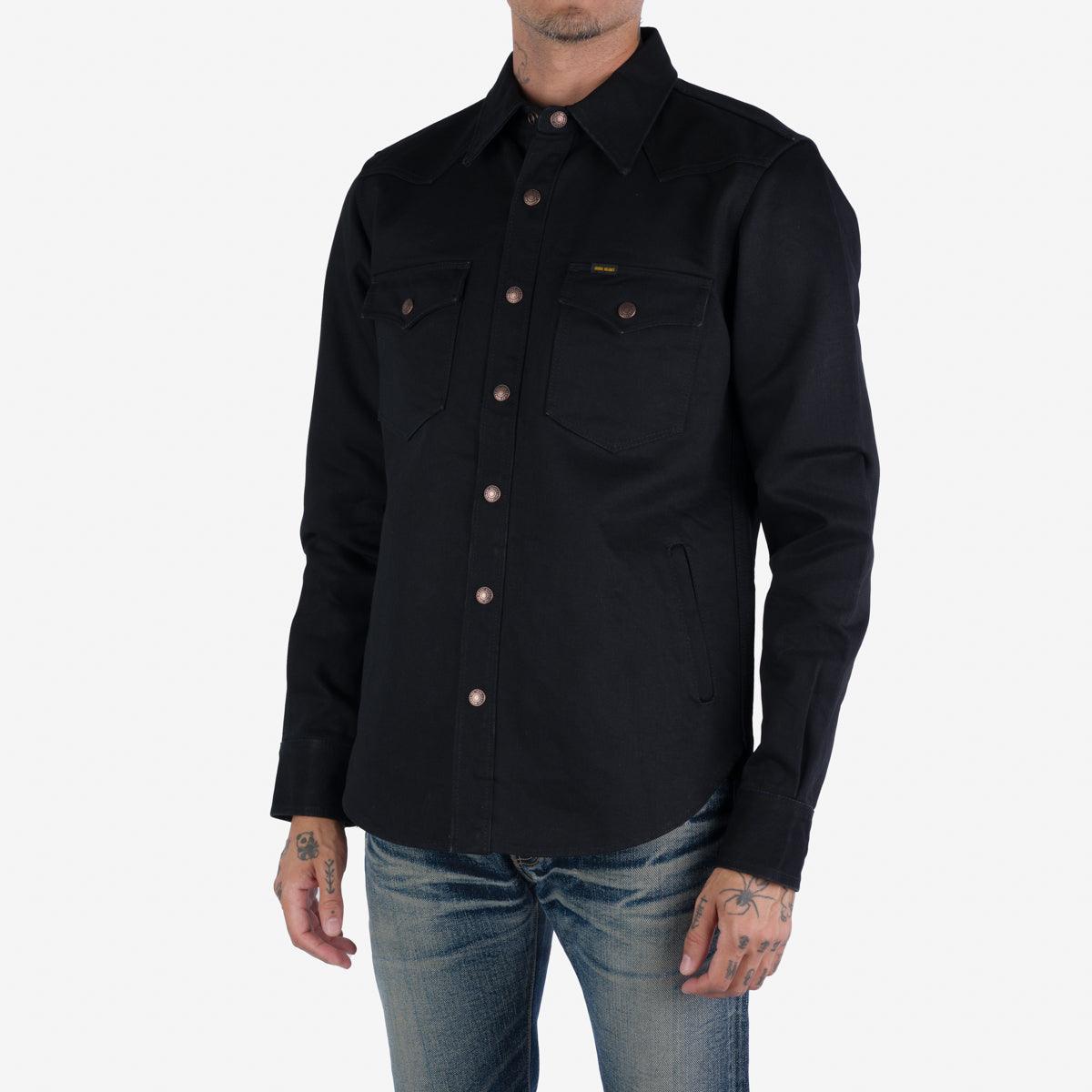 Image showing the IHSH-362-SBG - 16oz Non-Selvedge Denim CPO Shirt - Superblack (Fades to Grey) which is a Shirts described by the following info Iron Heart, Released, Shirts, Tops and sold on the IRON HEART GERMANY online store