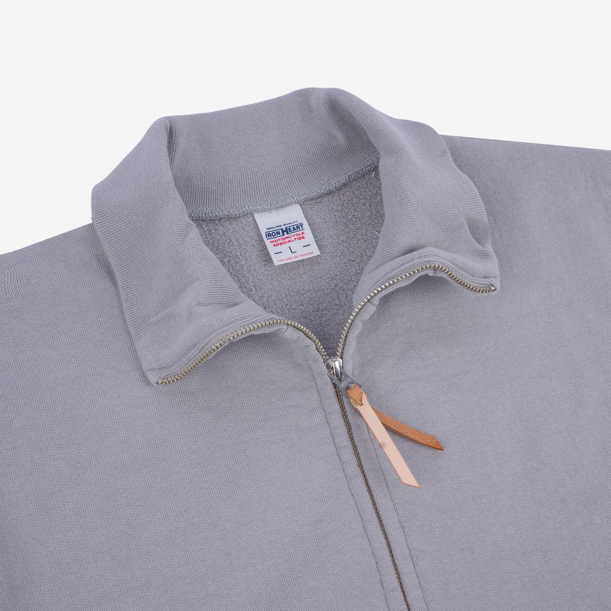 14oz Ultra Heavyweight Loopwheel Cotton Zip Up Sweater - Grey