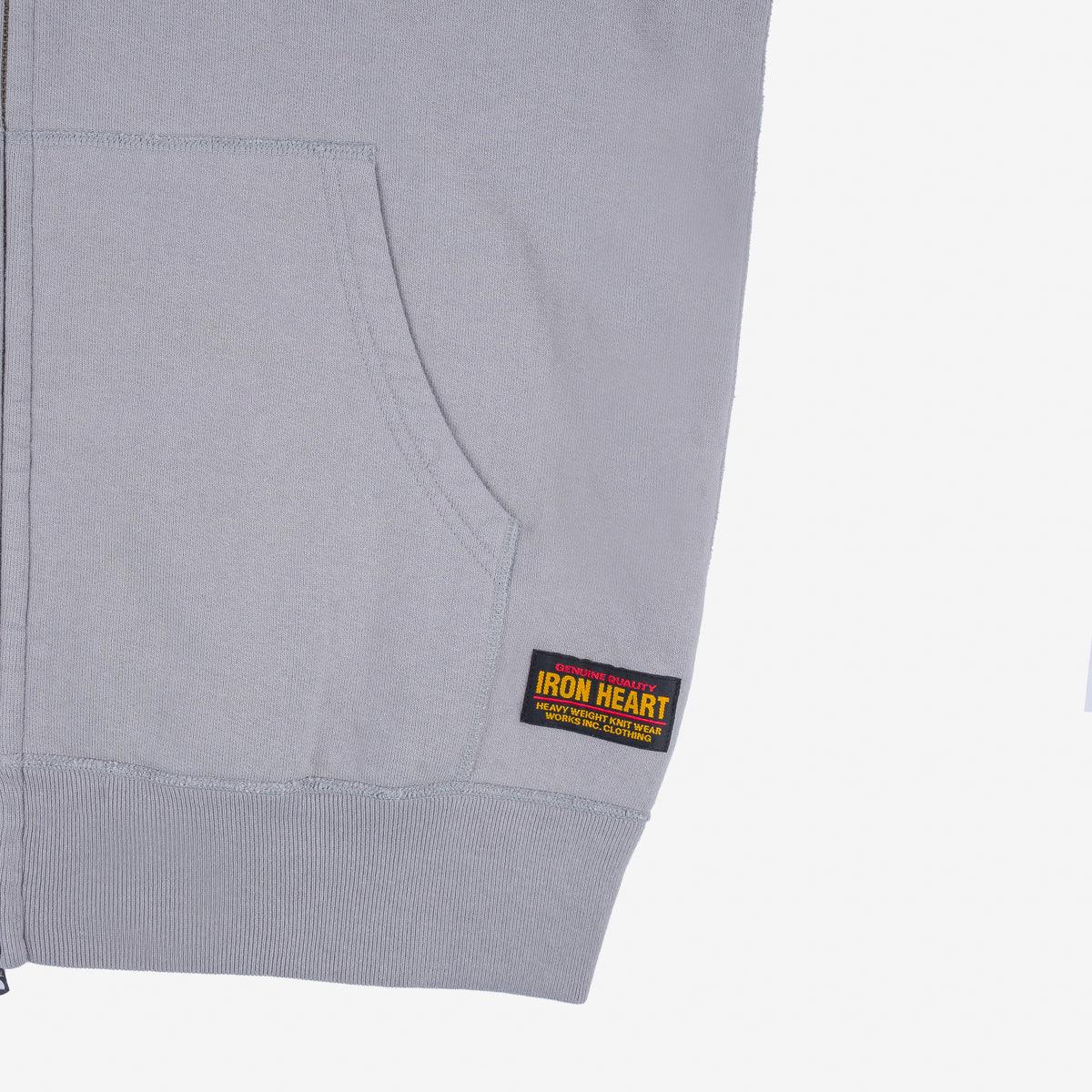 14oz Ultra Heavyweight Loopwheel Cotton Zip Up Sweater - Grey