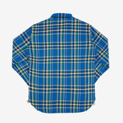 Image showing the IHSH-376-BLU - Ultra Heavy Flannel TartanCheck Work Shirt - Blue which is a Shirts described by the following info Iron Heart, Released, Shirts, Tops and sold on the IRON HEART GERMANY online store