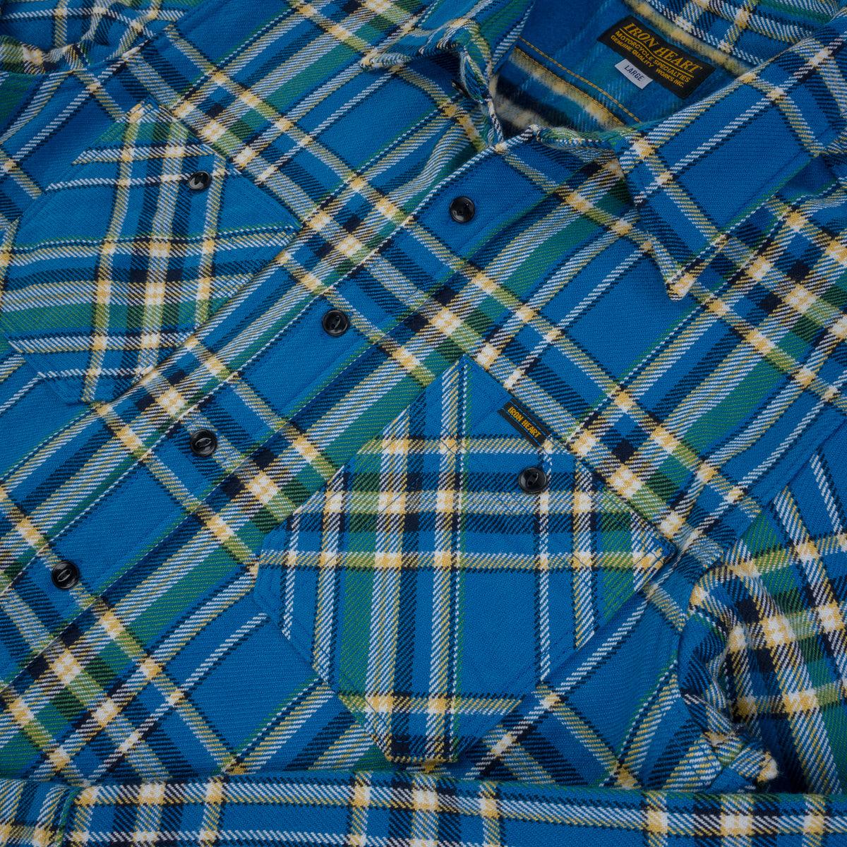IHSH-376-BLU - Ultra Heavy Flannel TartanCheck Work Shirt - Blue