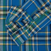 Image showing the IHSH-376-BLU - Ultra Heavy Flannel TartanCheck Work Shirt - Blue which is a Shirts described by the following info Iron Heart, Released, Shirts, Tops and sold on the IRON HEART GERMANY online store