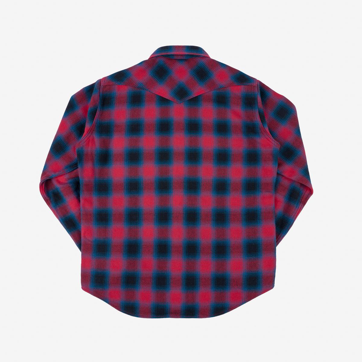 IHSH-373-RED - Ultra Heavy Flannel Ombre Check Western Shirt - Red