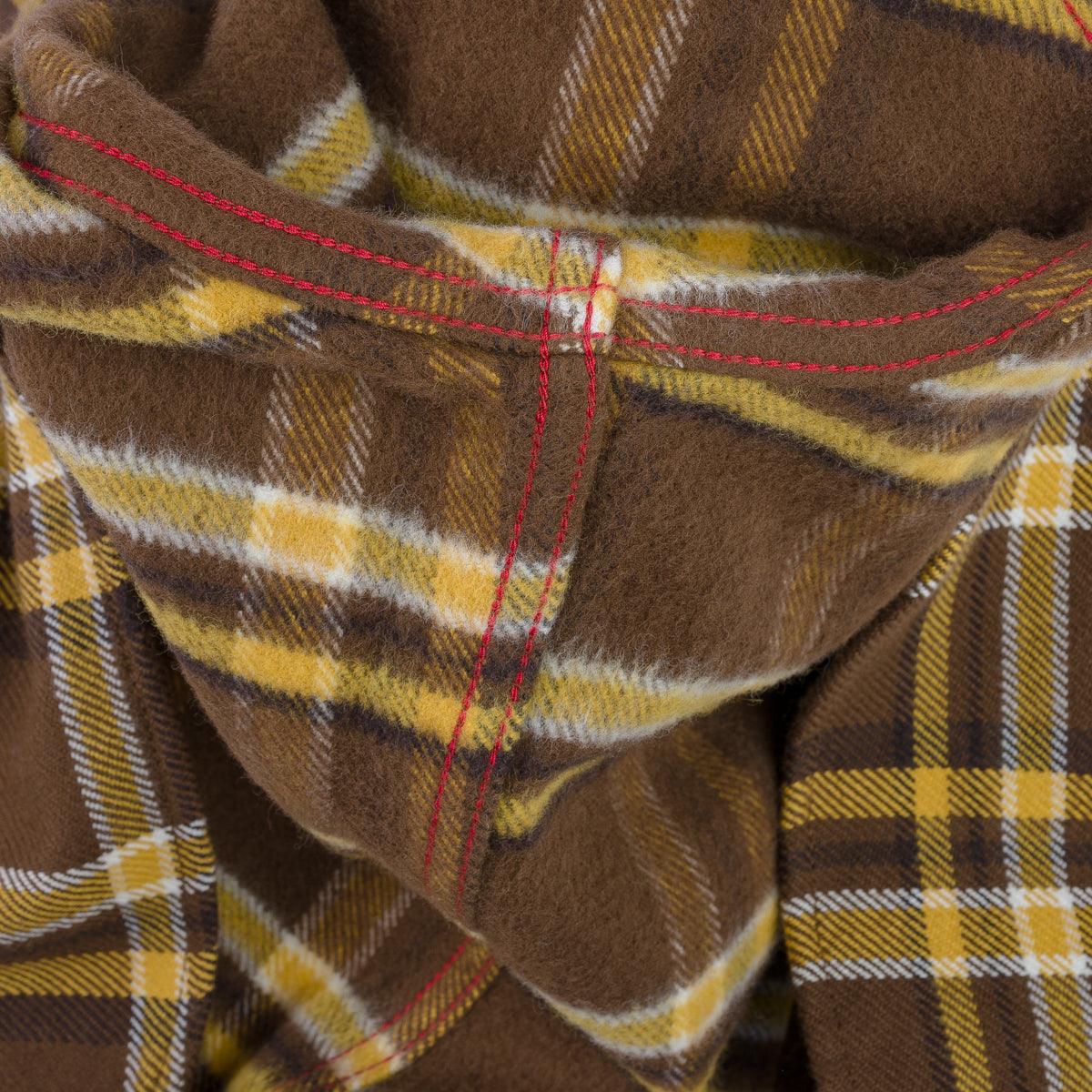 IHSH-372-BRN - Ultra Heavy Flannel Crazy Check Western Shirt - Brown