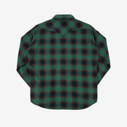 Image showing the IHSH-373-GRN - Ultra Heavy Flannel Ombre Check Western Shirt - Green which is a Shirts described by the following info Iron Heart, Released, Shirts, Tops and sold on the IRON HEART GERMANY online store