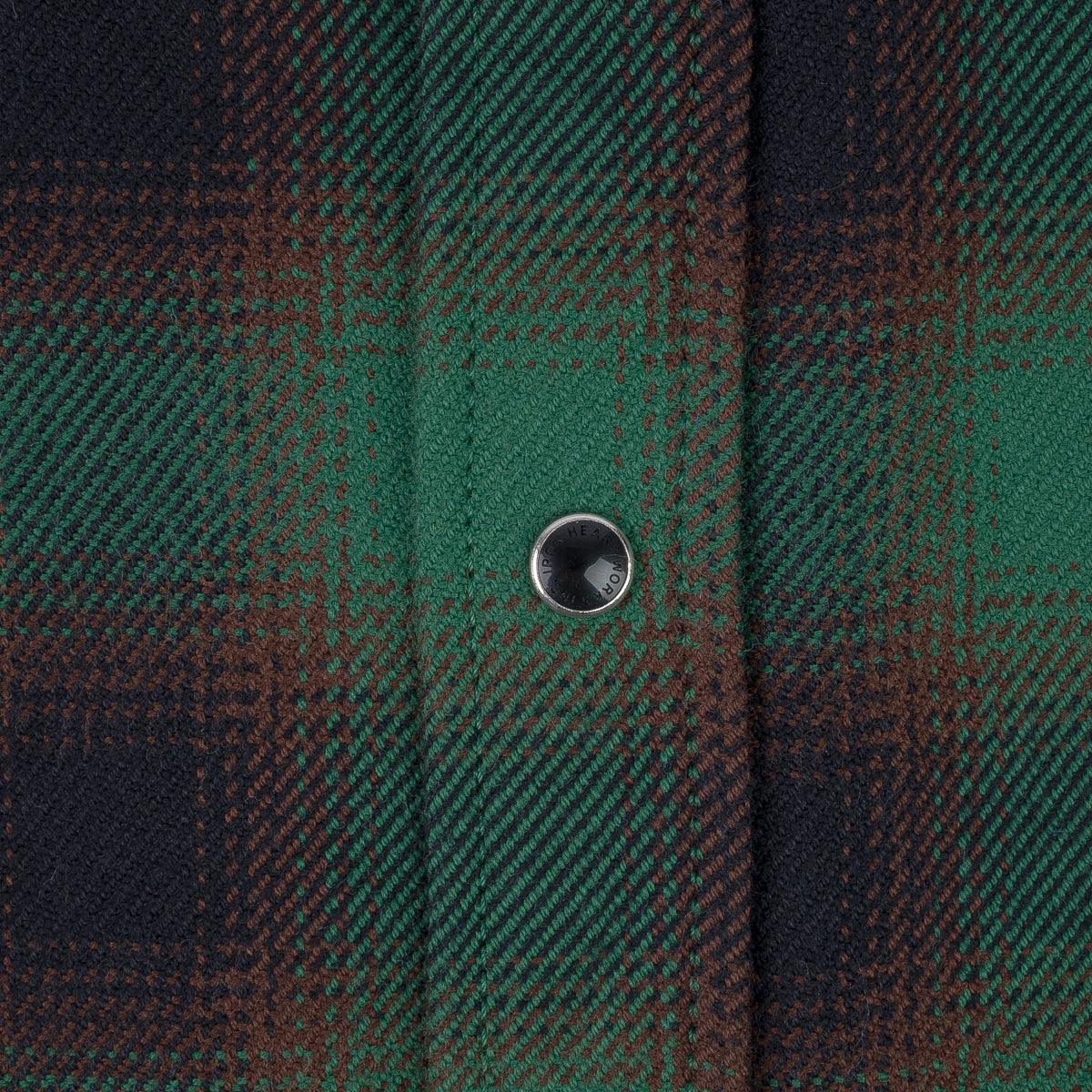 Image showing the IHSH-373-GRN - Ultra Heavy Flannel Ombre Check Western Shirt - Green which is a Shirts described by the following info Iron Heart, Released, Shirts, Tops and sold on the IRON HEART GERMANY online store