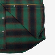 Image showing the IHSH-373-GRN - Ultra Heavy Flannel Ombre Check Western Shirt - Green which is a Shirts described by the following info Iron Heart, Released, Shirts, Tops and sold on the IRON HEART GERMANY online store