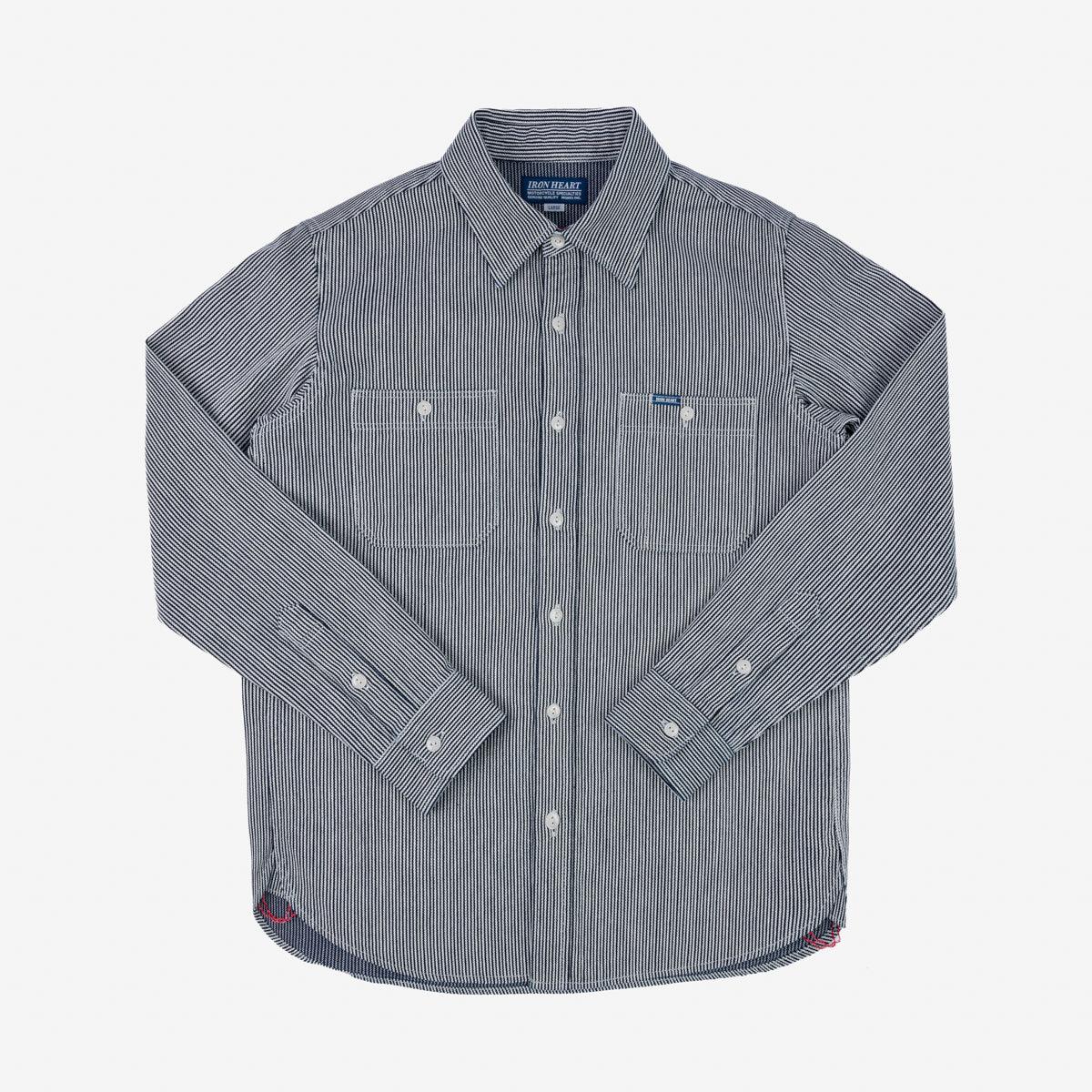 Image showing the IHSH-366-IND - 8oz Herringbone Hickory Stripe Work Shirt - Indigo which is a Shirts described by the following info Iron Heart, Released, Shirts, Tops and sold on the IRON HEART GERMANY online store