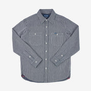 Image showing the IHSH-366-IND - 8oz Herringbone Hickory Stripe Work Shirt - Indigo which is a Shirts described by the following info Iron Heart, Released, Shirts, Tops and sold on the IRON HEART GERMANY online store