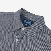 Image showing the IHSH-366-IND - 8oz Herringbone Hickory Stripe Work Shirt - Indigo which is a Shirts described by the following info Iron Heart, Released, Shirts, Tops and sold on the IRON HEART GERMANY online store