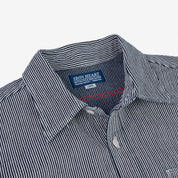 Image showing the IHSH-366-IND - 8oz Herringbone Hickory Stripe Work Shirt - Indigo which is a Shirts described by the following info Iron Heart, Released, Shirts, Tops and sold on the IRON HEART GERMANY online store