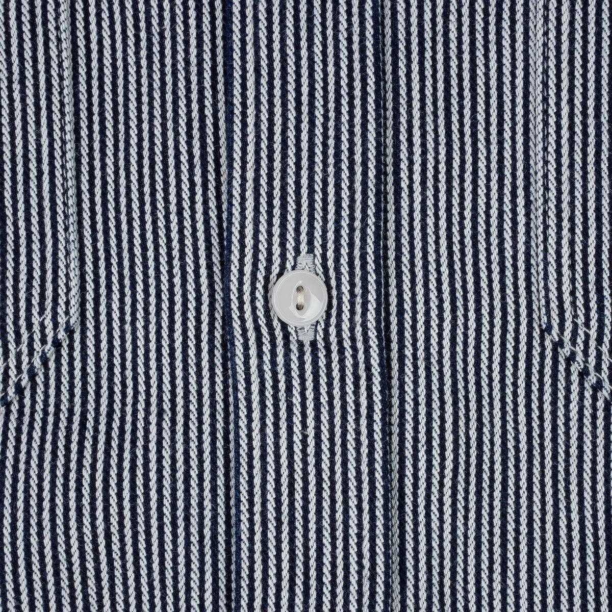 Image showing the IHSH-366-IND - 8oz Herringbone Hickory Stripe Work Shirt - Indigo which is a Shirts described by the following info Iron Heart, Released, Shirts, Tops and sold on the IRON HEART GERMANY online store