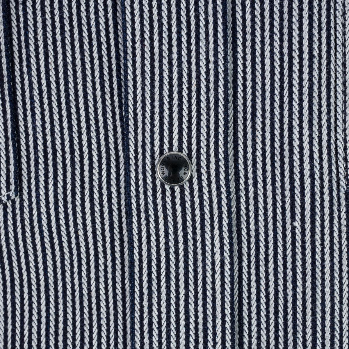 Image showing the IHSH-365-IND -8oz Herringbone Hickory Stripe Sawtooth Western Shirt - Indigo which is a Shirts described by the following info Iron Heart, Released, Shirts, Tops and sold on the IRON HEART GERMANY online store