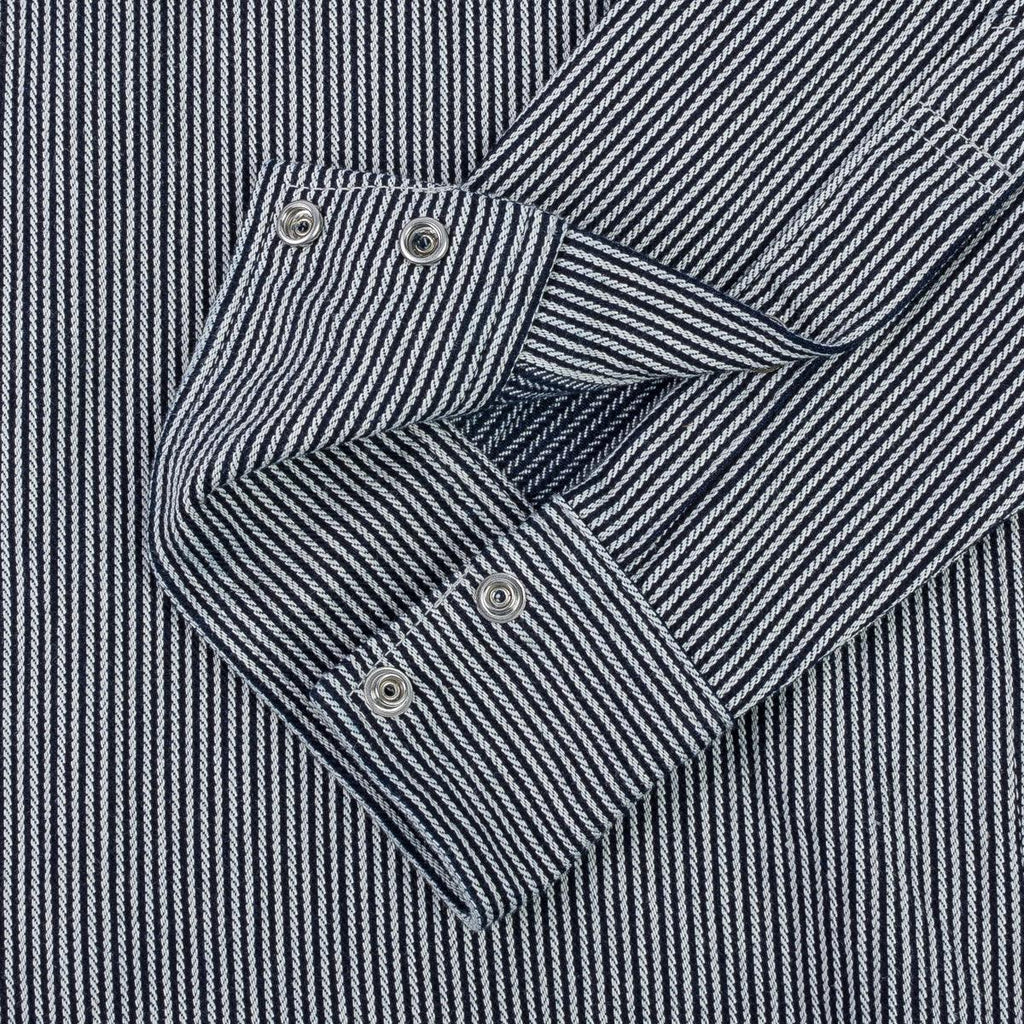 Image showing the IHSH-365-IND -8oz Herringbone Hickory Stripe Sawtooth Western Shirt - Indigo which is a Shirts described by the following info Iron Heart, Released, Shirts, Tops and sold on the IRON HEART GERMANY online store