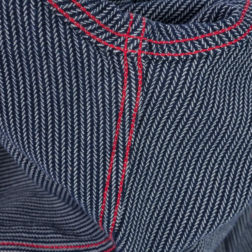 Image showing the IHSH-365-IND -8oz Herringbone Hickory Stripe Sawtooth Western Shirt - Indigo which is a Shirts described by the following info Iron Heart, Released, Shirts, Tops and sold on the IRON HEART GERMANY online store