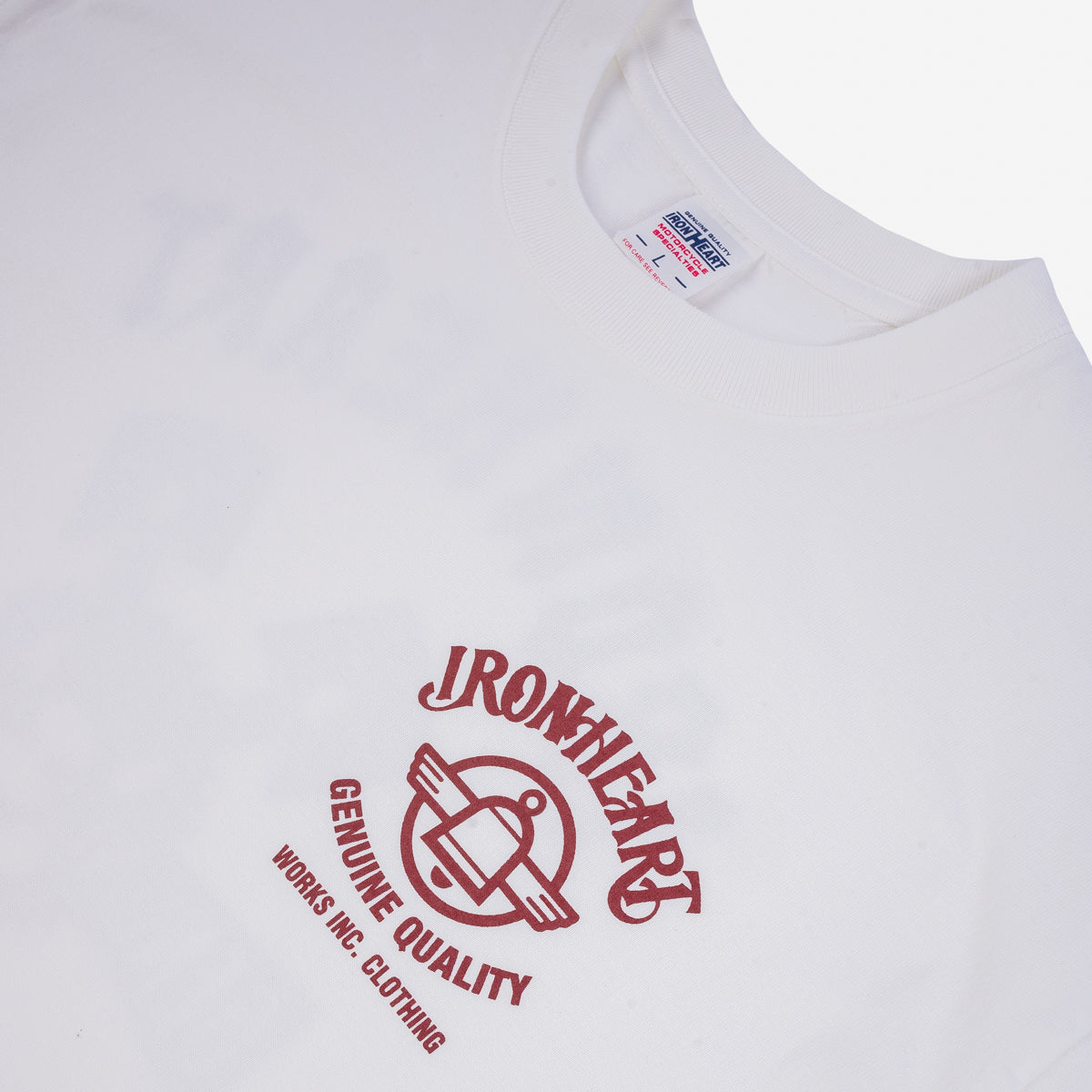 IHT-2403-WHT - 7.5oz Printed Loopwheel Crew Neck T-Shirt - White