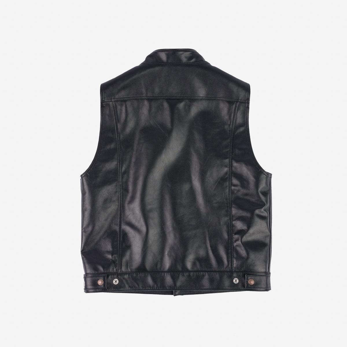 Image showing the IHV-45-BLK - Japanese Steerhide Modified Type III Vest - Black which is a Vests described by the following info FW23, Iron Heart, LEATHER JACKETS, Tops, Vests and sold on the IRON HEART GERMANY online store