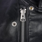 Image showing the IHJ-128-BLK - Japanese Horsehide Double Motorcycle Jacket - Black which is a LEATHER JACKETS described by the following info FW23, Iron Heart, LEATHER JACKETS, Tops and sold on the IRON HEART GERMANY online store