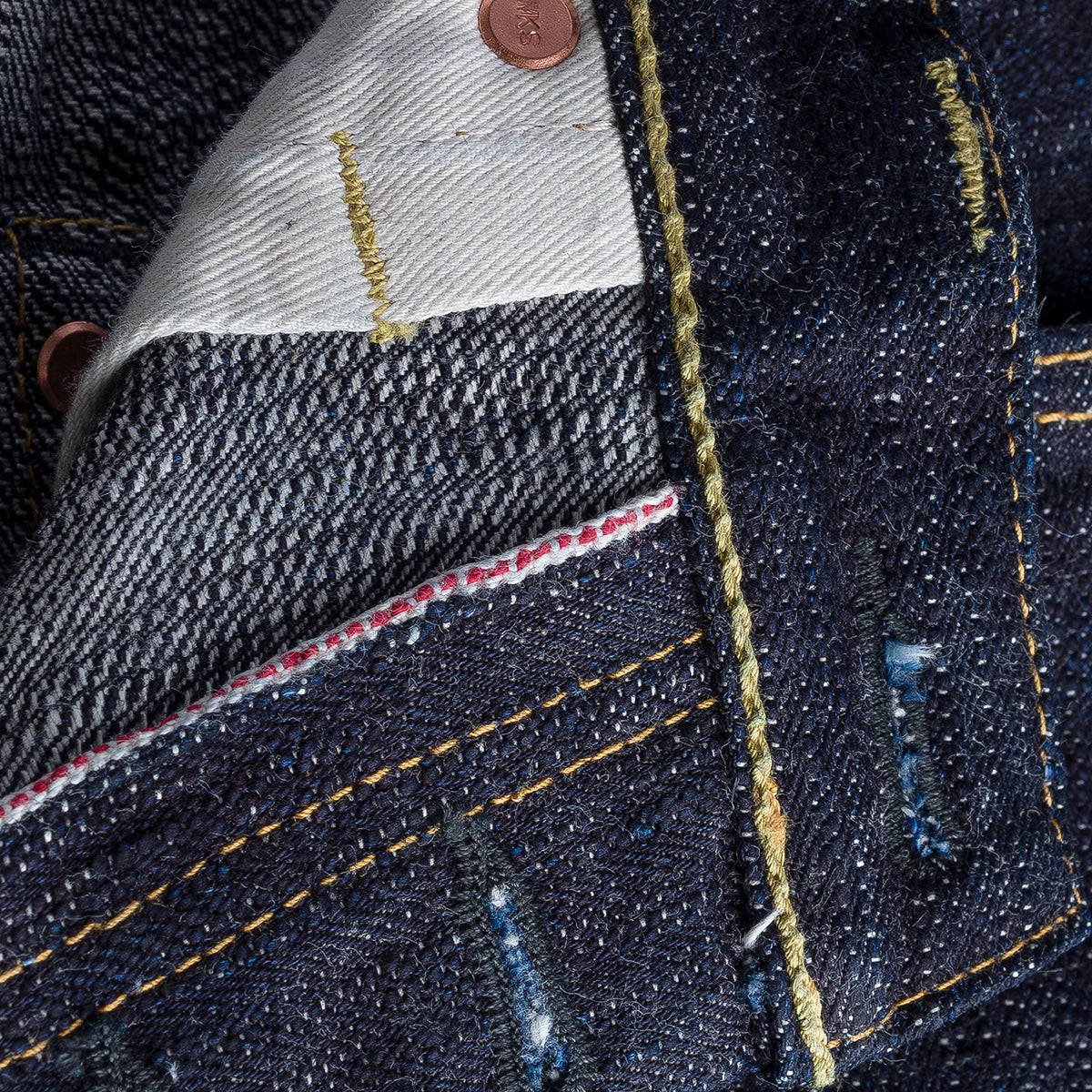 IH-888S-SLB - 16oz Slubby Selvedge Denim Relaxed Tapered Cut Jeans - Indigo