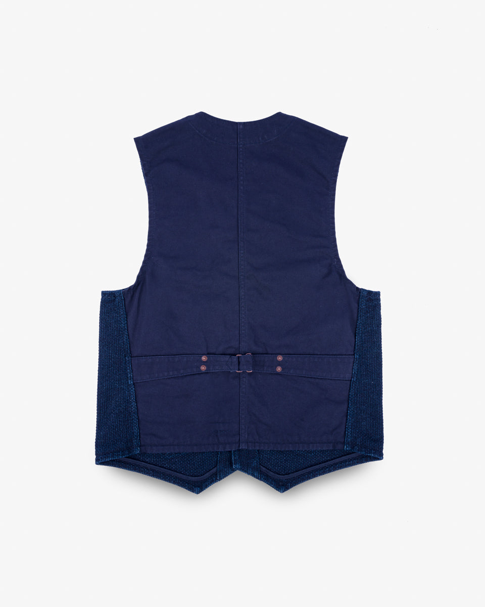 SS25 - 14oz Sashiko Dobby Cloth / Duck Work Vest - Indigo