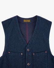 SS25 - 14oz Sashiko Dobby Cloth / Duck Work Vest - Indigo