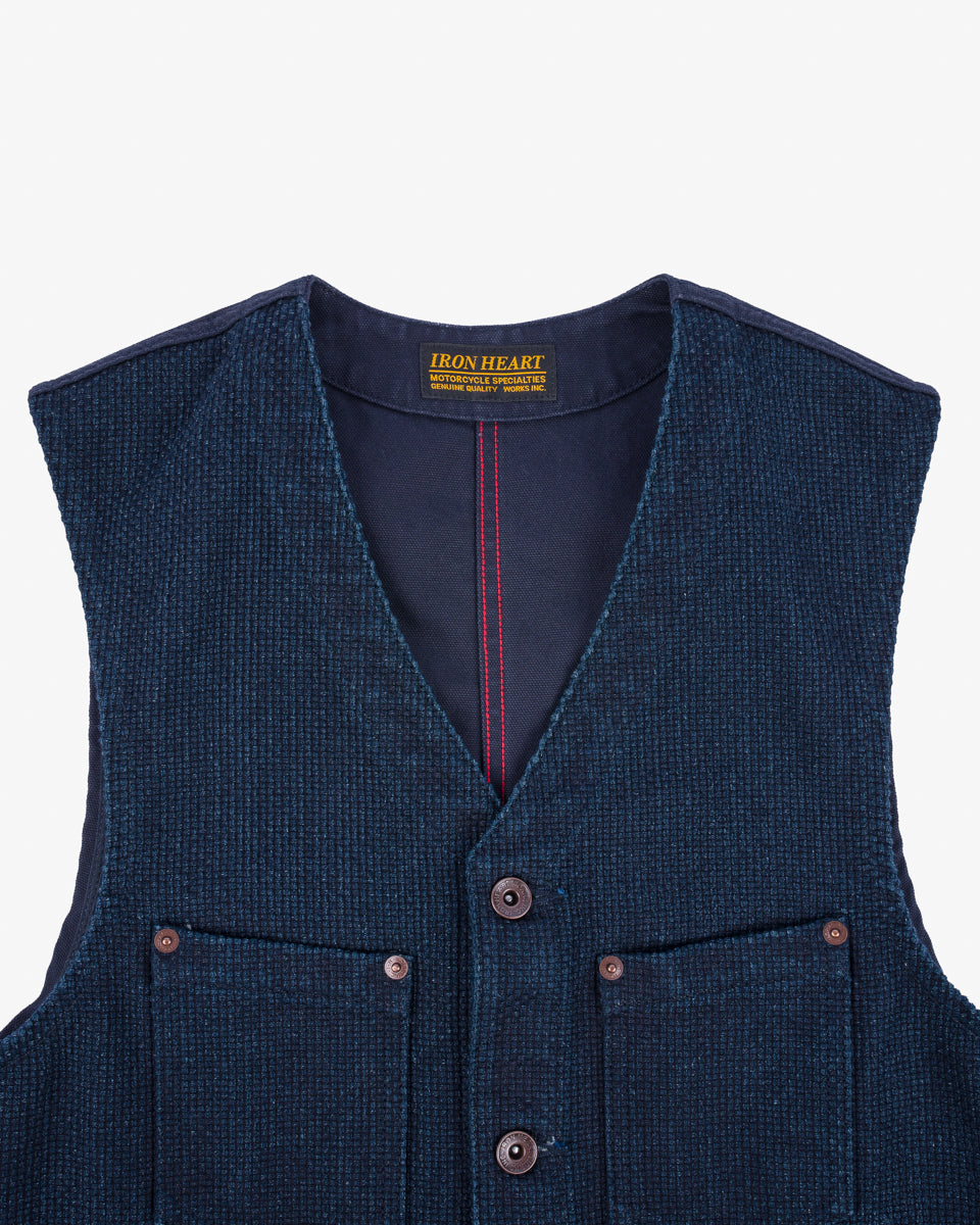 IHV-50-IND - 14oz Sashiko Dobby Cloth / Duck Work Vest - Indigo