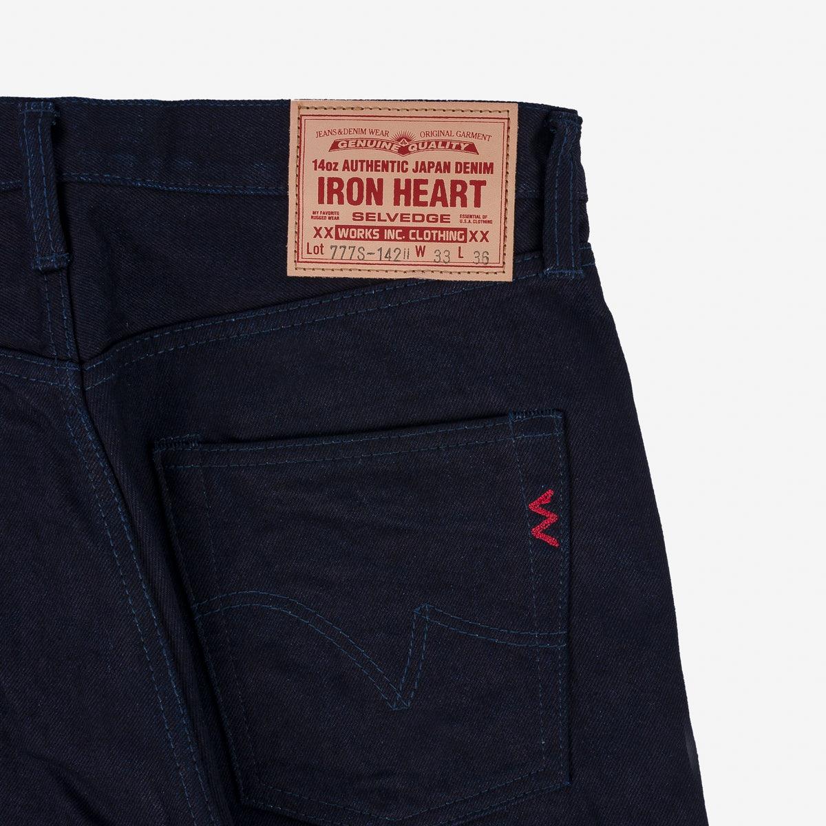 Image showing the IH-777S-14ii - 14oz Selvedge Denim Slim Tapered Cut Jeans - Indigo/Indigo which is a Jeans described by the following info 777, Bottoms, Iron Heart, Jeans, Released and sold on the IRON HEART GERMANY online store