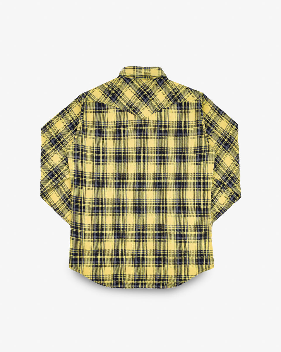 SS25 - 9oz Selvedge Indigo Check Flannel Western Shirt - Yellow