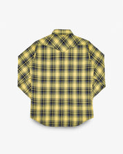 SS25 - 9oz Selvedge Indigo Check Flannel Western Shirt - Yellow