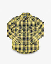 SS25 - 9oz Selvedge Indigo Check Flannel Western Shirt - Yellow