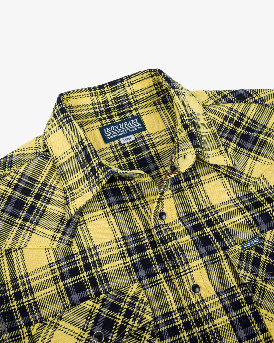 SS25 - 9oz Selvedge Indigo Check Flannel Western Shirt - Yellow