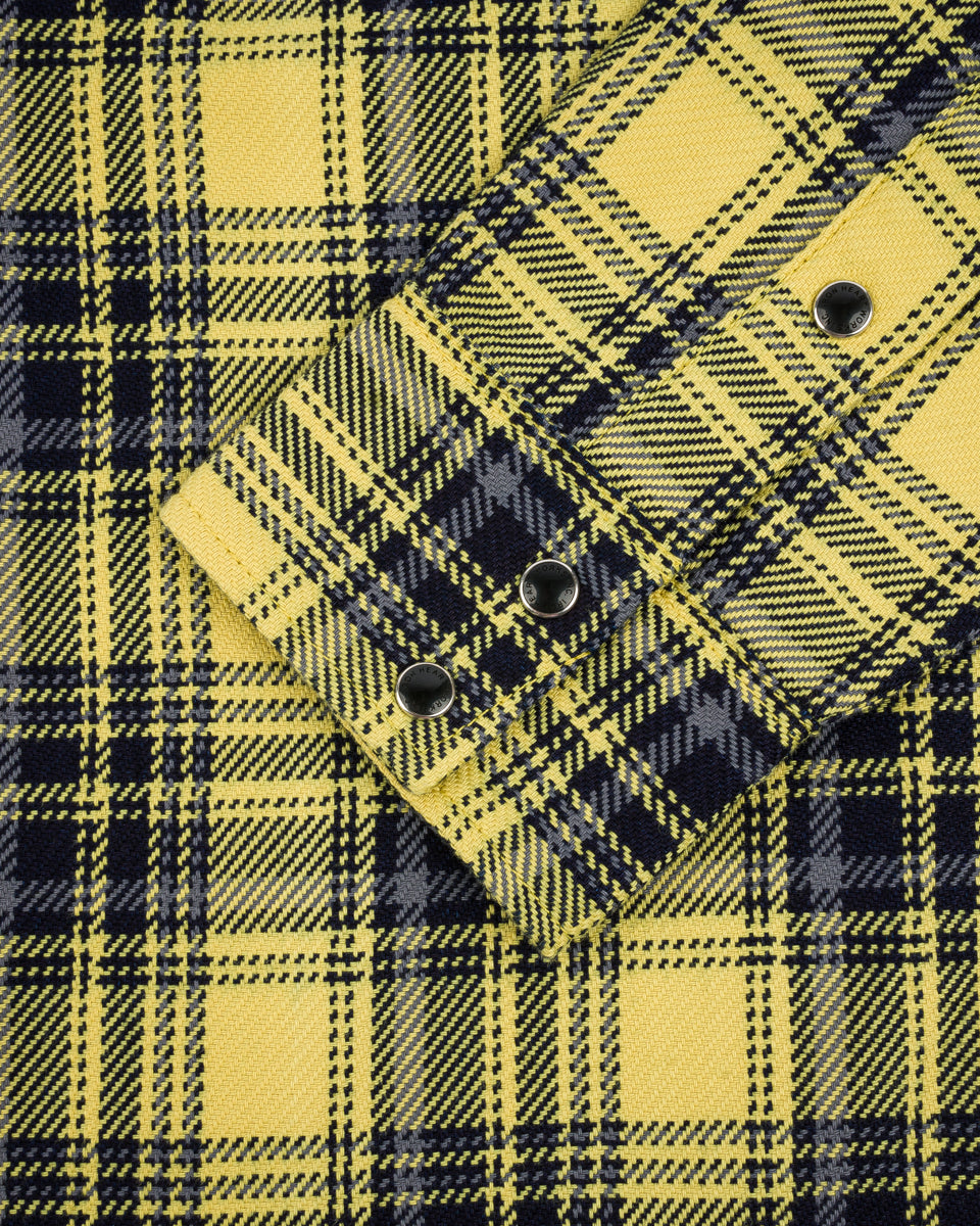 SS25 - 9oz Selvedge Indigo Check Flannel Western Shirt - Yellow