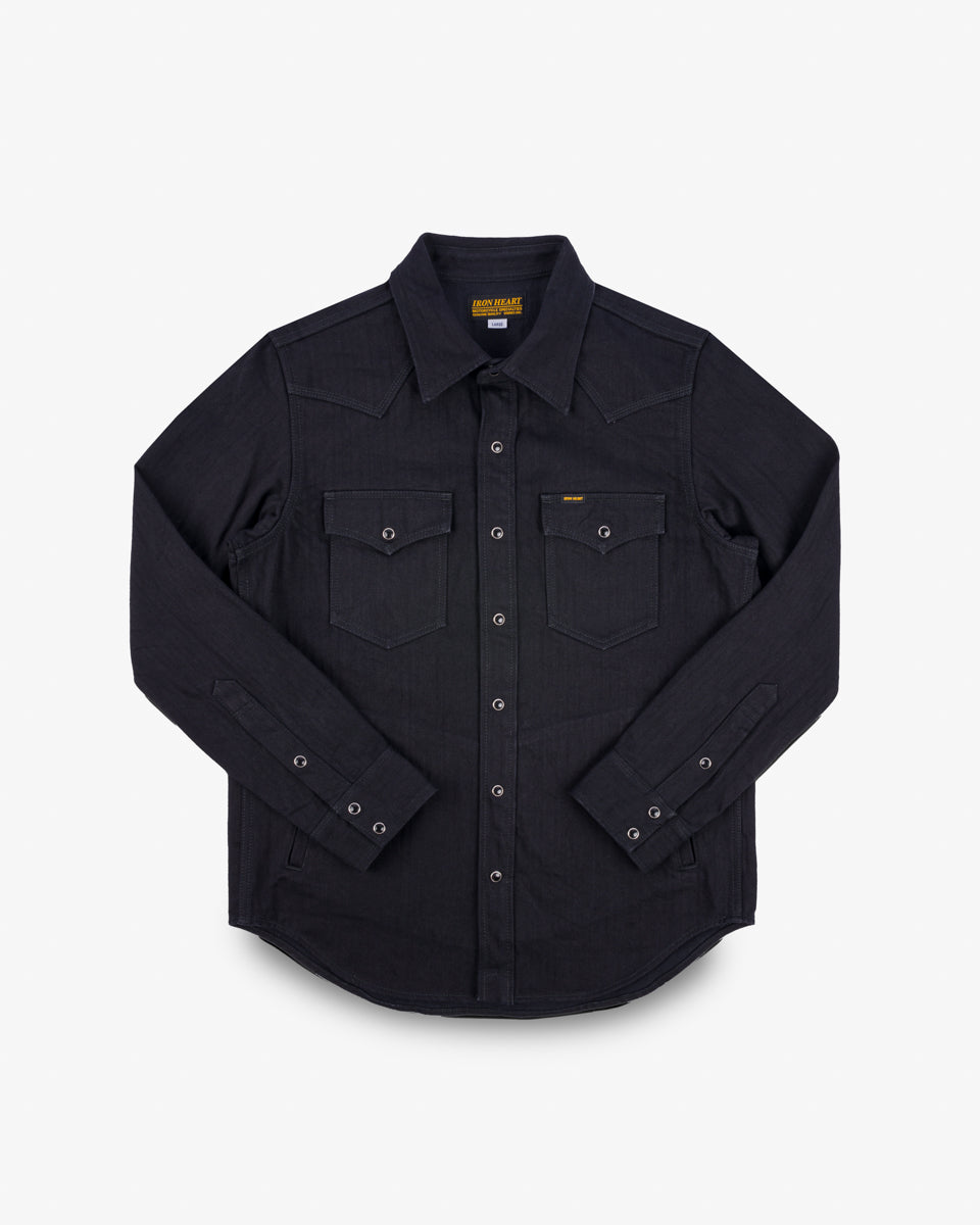 IHSH-410-BLK - 14oz Herringbone CPO Western Shirt - Black