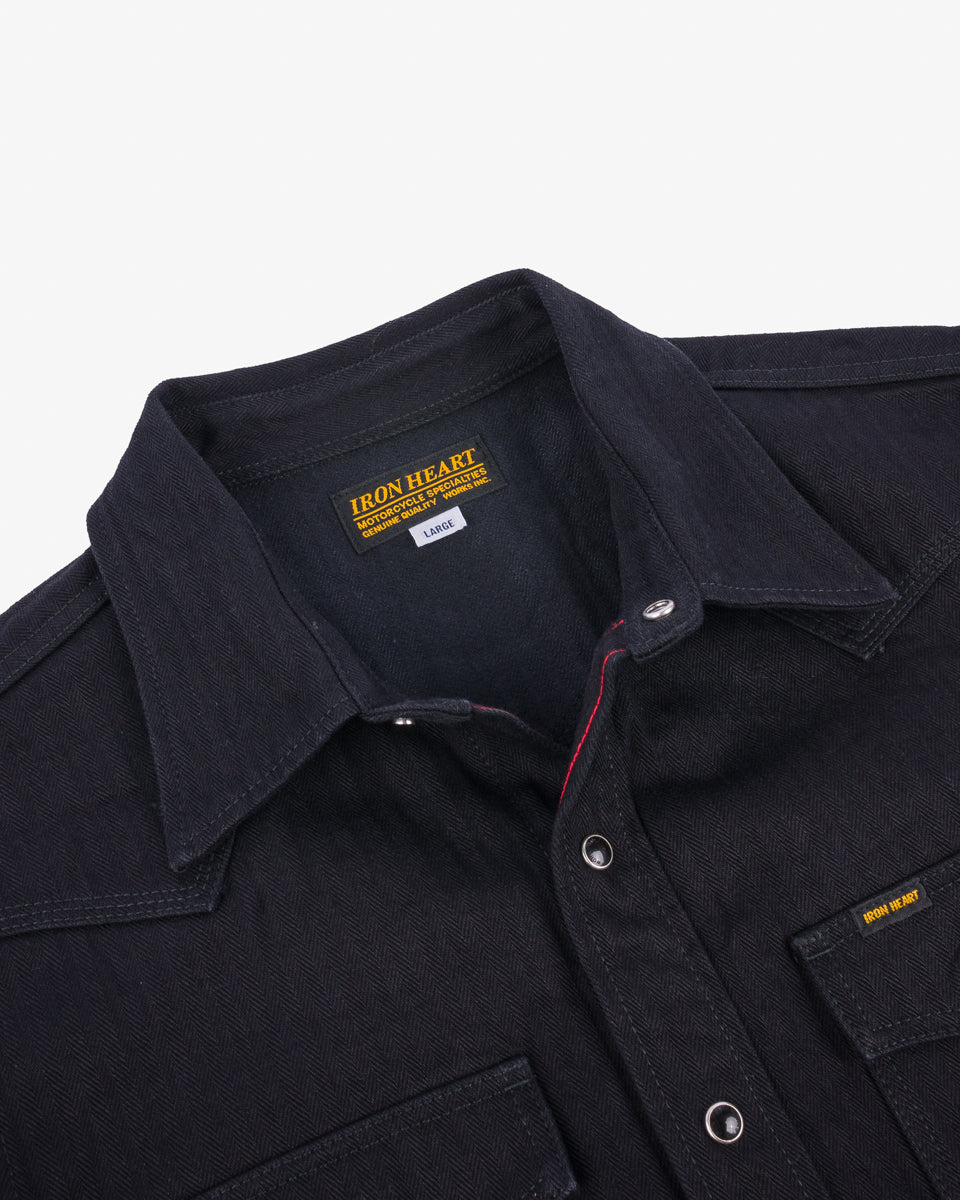 SS25 - 14oz Herringbone CPO Western Shirt - Black