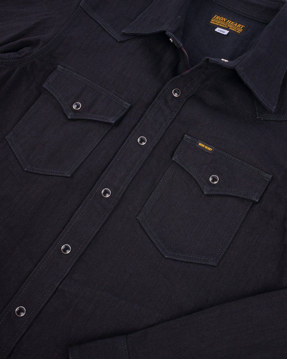 SS25 - 14oz Herringbone CPO Western Shirt - Black