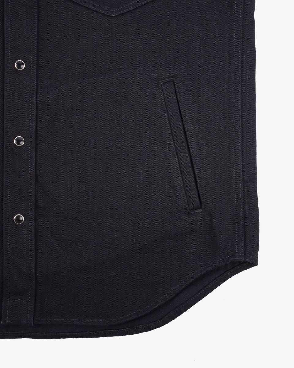 SS25 - 14oz Herringbone CPO Western Shirt - Black