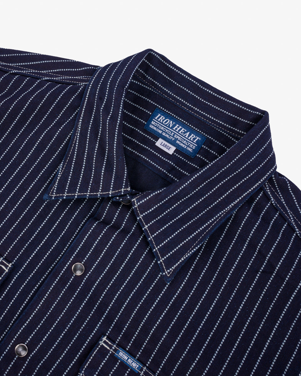 IHSH-416-IND - 10oz Wabash Short Sleeved Mechanic Shirt - Indigo