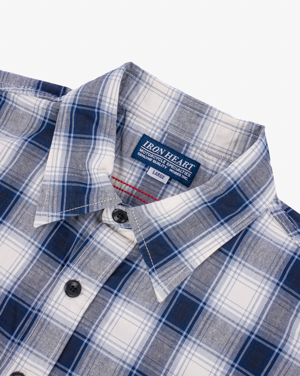 SS25 - 5oz Selvedge Short Sleeved Madras Check Western Shirt - Blue