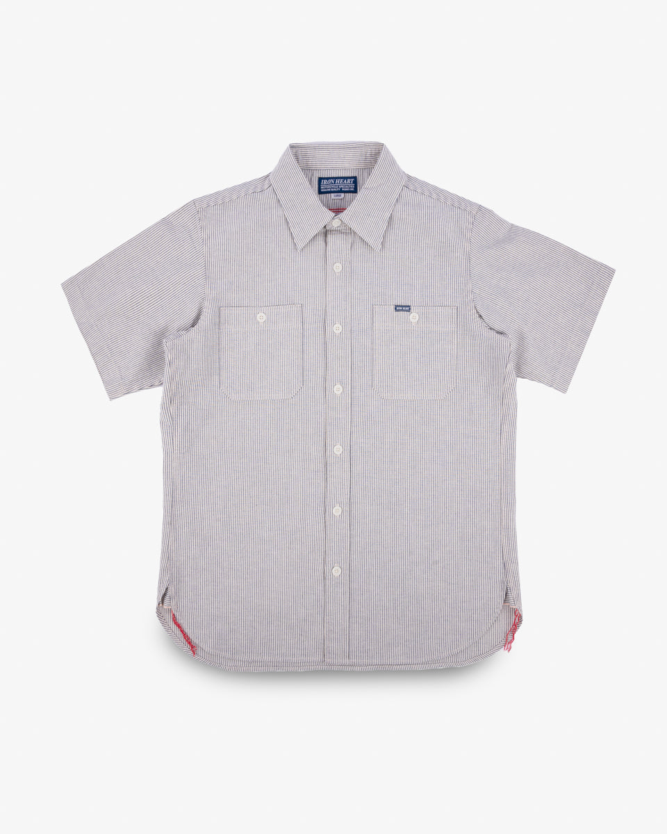 SS25 - 5oz Selvedge Ox Cloth Short Sleeved Work Shirt - Hickory Stripe