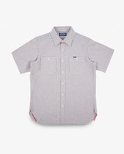 SS25 - 5oz Selvedge Ox Cloth Short Sleeved Work Shirt - Hickory Stripe