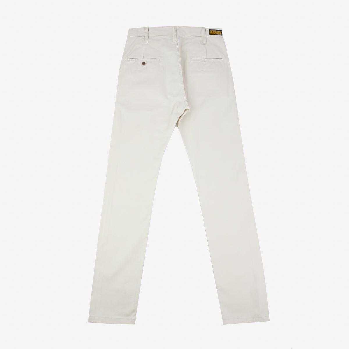 Image showing the IH-727-IVO - 9oz Mercerised Selvedge Cotton Medium/High Rise Tapered Chinos - Ivory which is a Trousers described by the following info Bottoms, Iron Heart, Released, Trousers and sold on the IRON HEART GERMANY online store