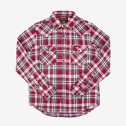 Image showing the IHSH-377-RED - Ultra Heavy Flannel Crazy Check Western Shirt - Red which is a Shirts described by the following info Iron Heart, Released, Shirts, Tops and sold on the IRON HEART GERMANY online store