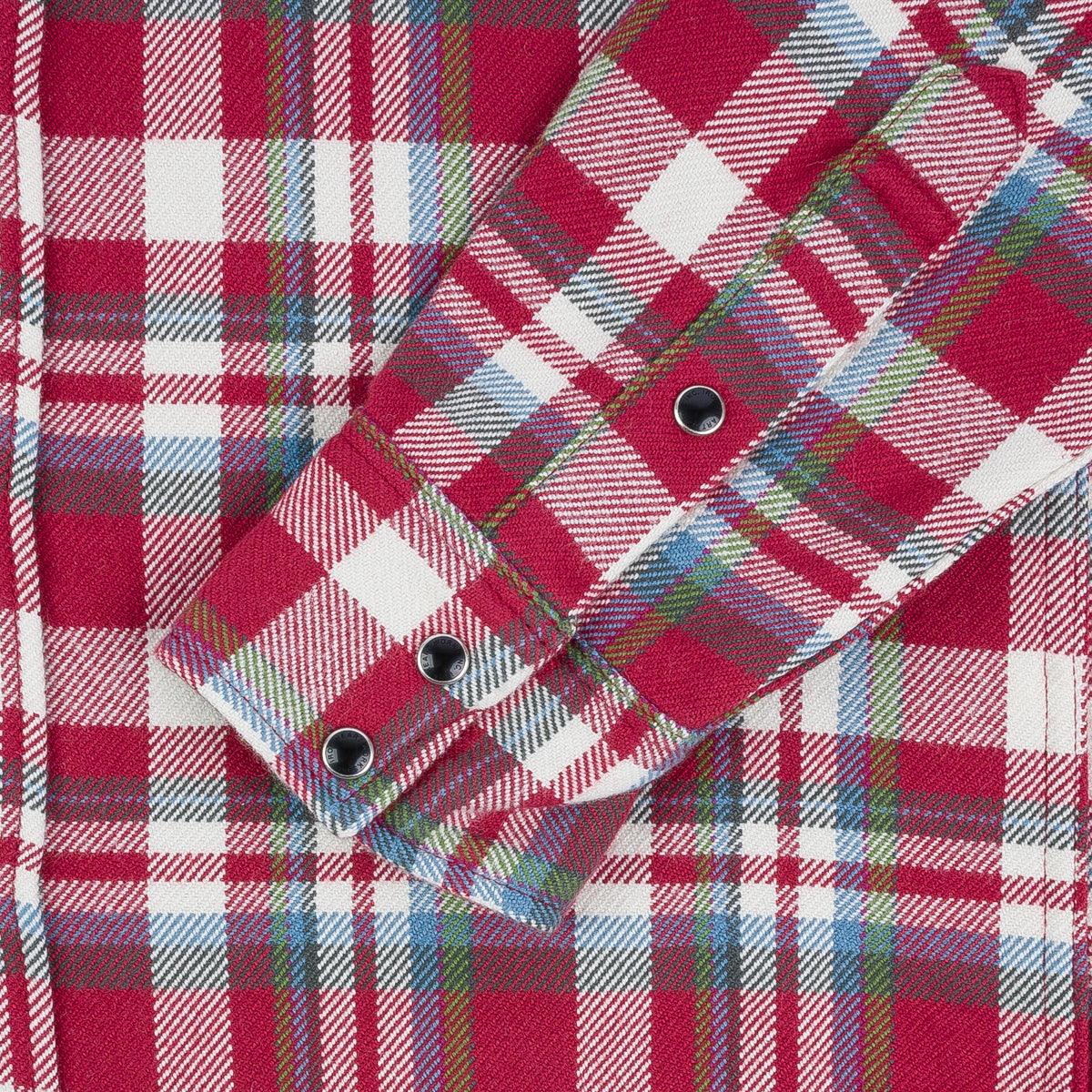 Image showing the IHSH-377-RED - Ultra Heavy Flannel Crazy Check Western Shirt - Red which is a Shirts described by the following info Iron Heart, Released, Shirts, Tops and sold on the IRON HEART GERMANY online store