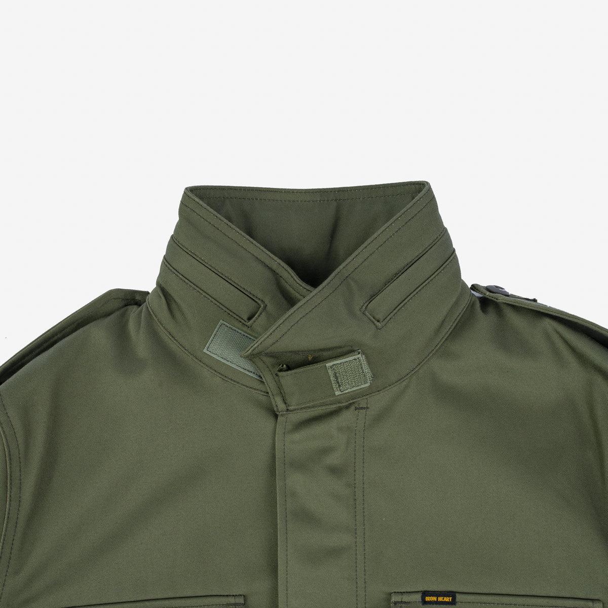 Image showing the IHM-27-OLV - Sateen M65 Field Jacket - Olive which is a Jackets described by the following info Iron Heart, Jackets, Released, Tops and sold on the IRON HEART GERMANY online store