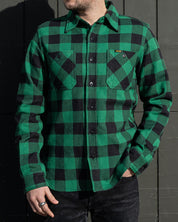 IHSH-468-GRN - FW-26 - Ultra Heavy Flannel Buffalo Check Work Shirt - Green