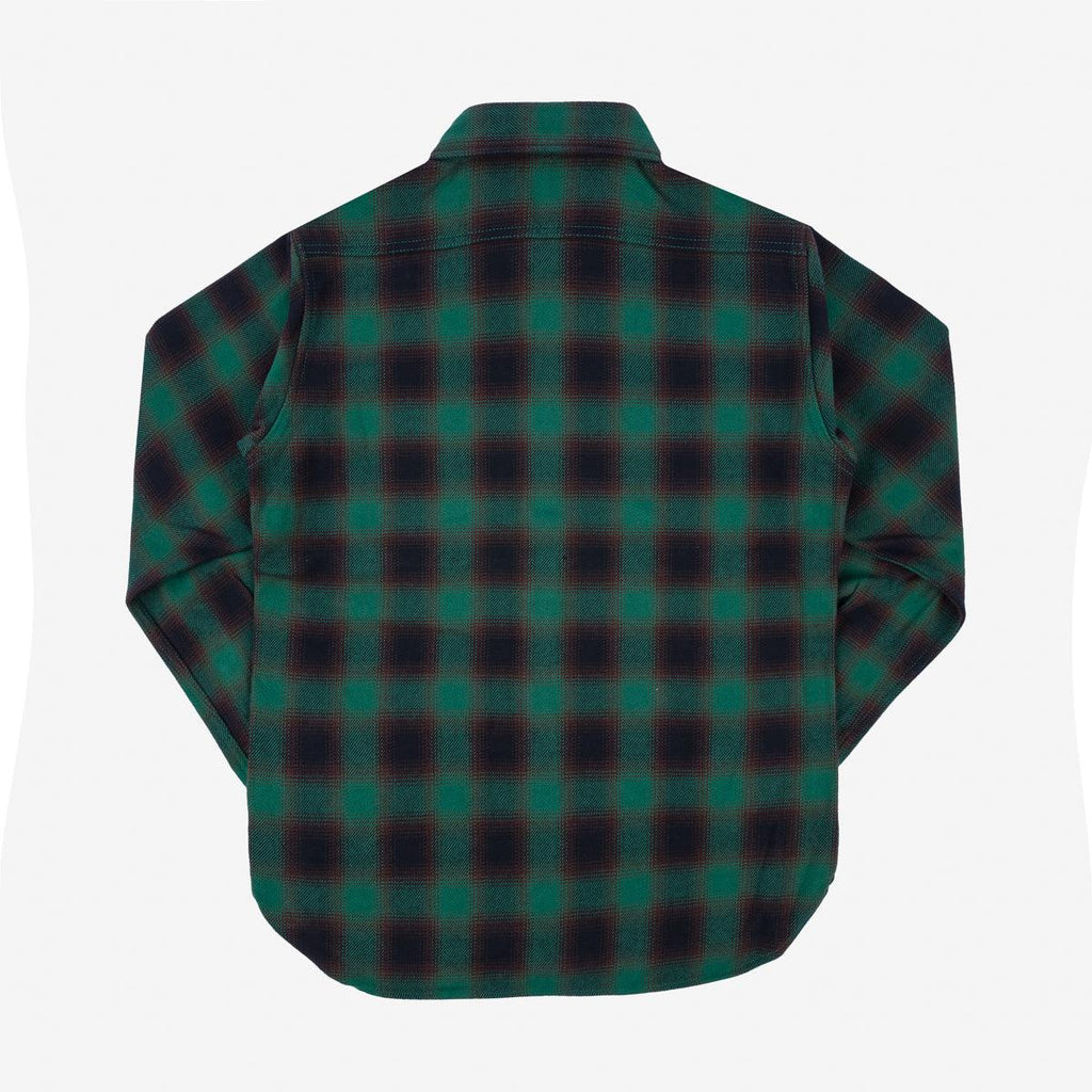 Image showing the IHSH-379-GRN - Ultra Heavy Flannel Ombre Check Work Shirt - Green which is a Shirts described by the following info Iron Heart, Released, Shirts, Tops and sold on the IRON HEART GERMANY online store