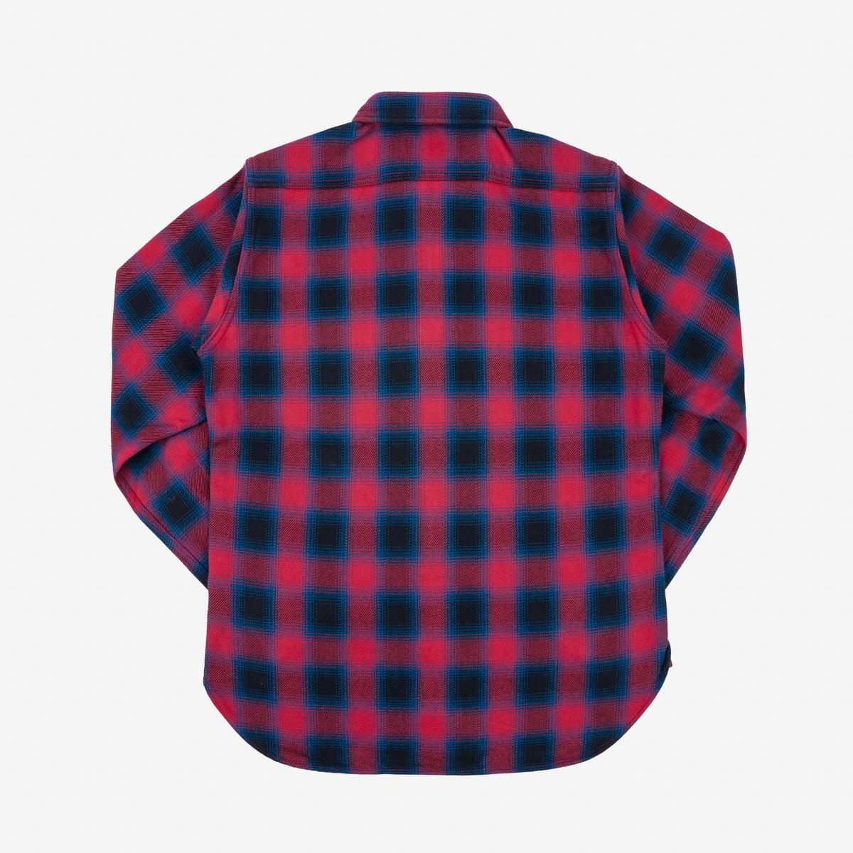 Image showing the IHSH-379-RED - Ultra Heavy Flannel Ombre Check Work Shirt - Red which is a Shirts described by the following info Iron Heart, Released, Shirts, Tops and sold on the IRON HEART GERMANY online store